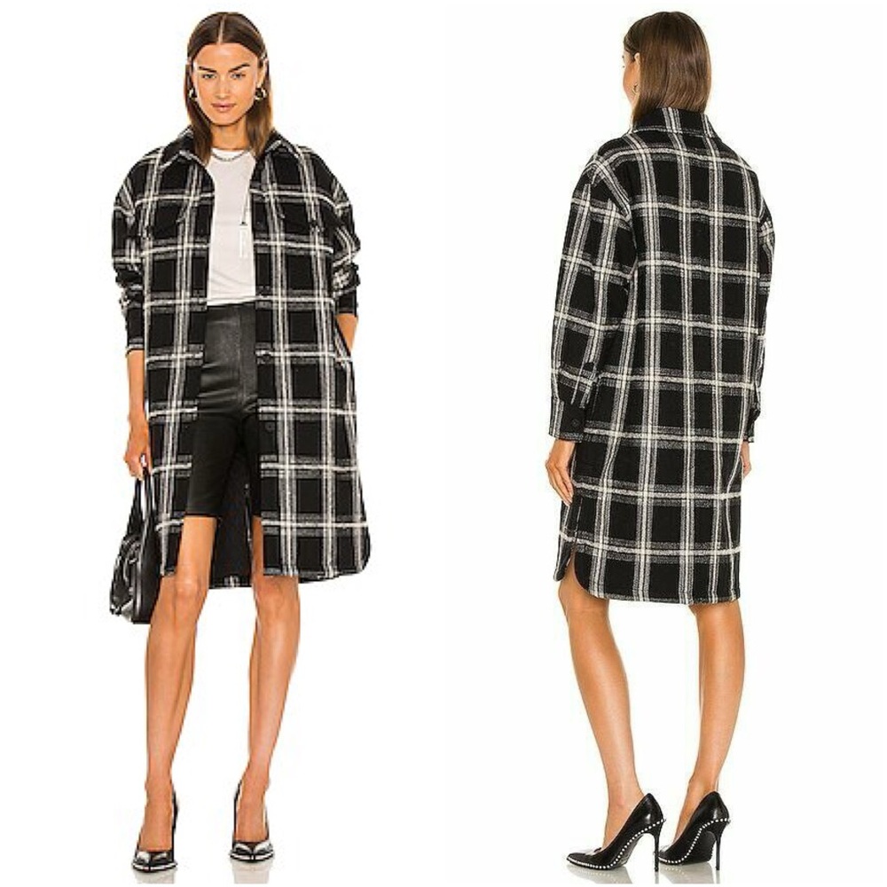 ALL SAINTS Nia Mono Wool Plaid Barn Coat NWT